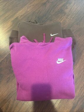 Nike Magenta and Brown Hoodies(small stain on brown hoodie)